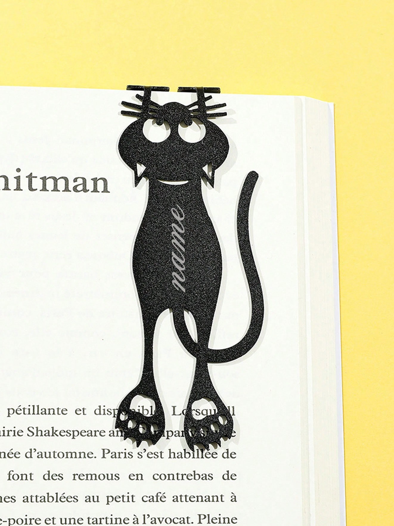 Custom Text/Logo Cat-Shaped Acrylic Hollow Bookmark, Creative Black Cat Hanging Bookmark